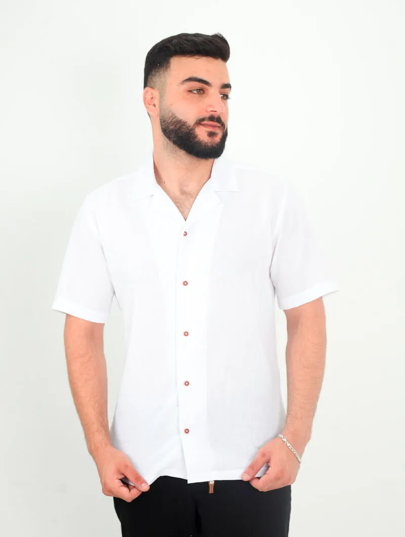 Chemise à manches courtes avec lin